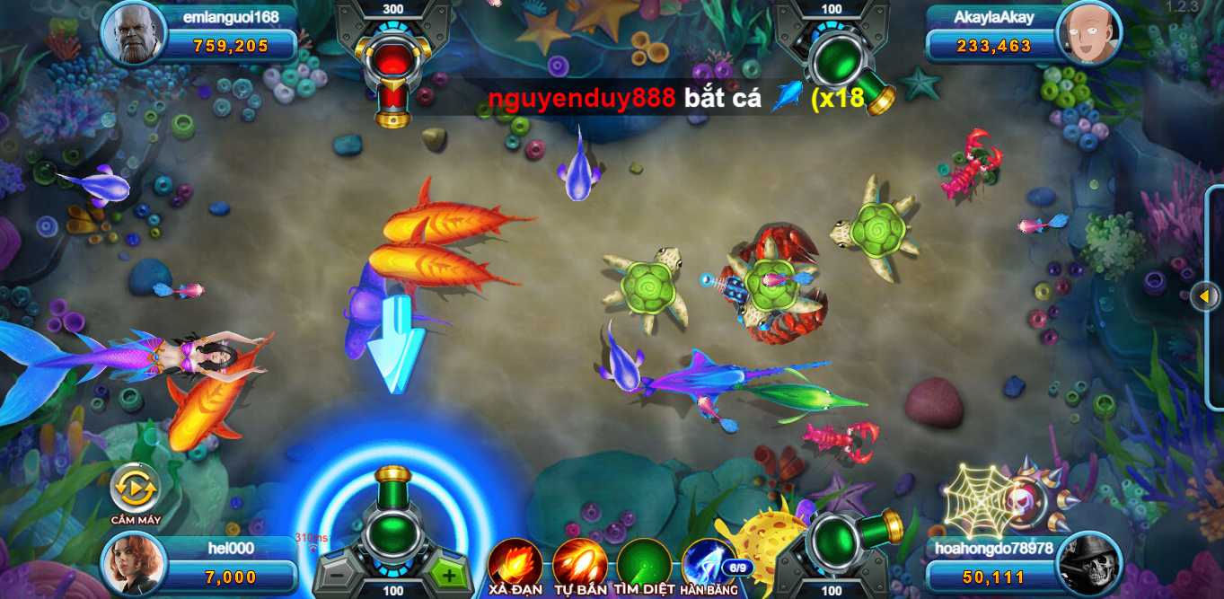 Hình ảnh giao diện màn hình khi chơi game nổ hũ Bắn Cá tại nhà cái Five88