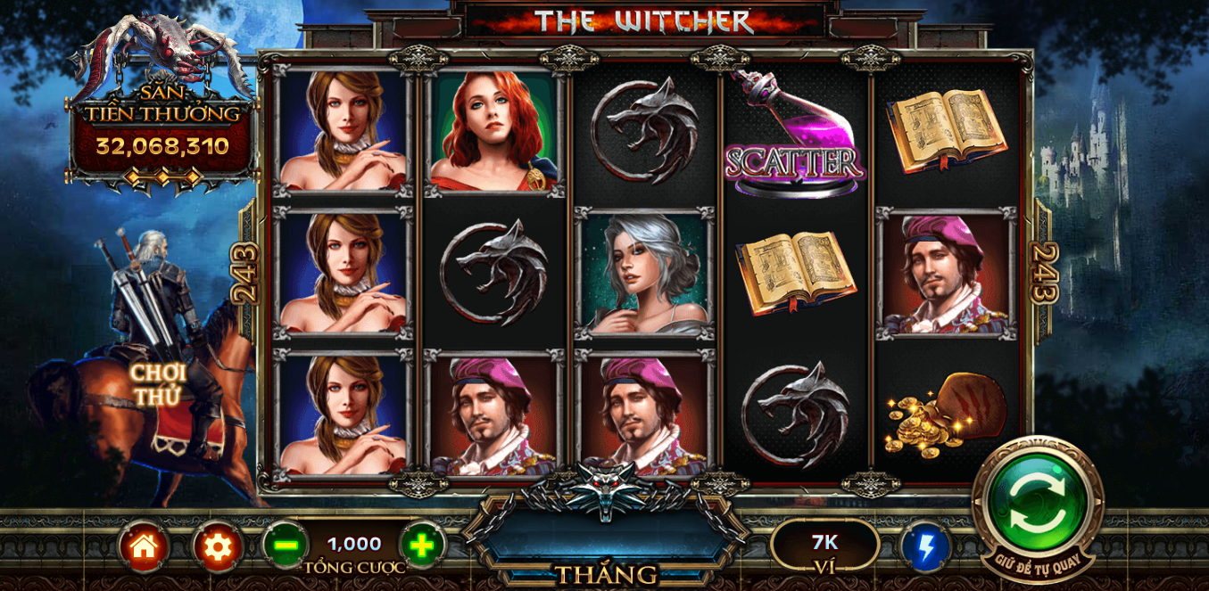 Hình ảnh giao diện màn hình khi chơi game nổ hũ The Witcher tại nhà cái Five88