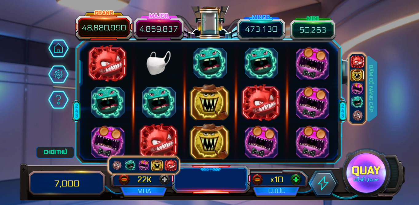 Hình ảnh giao diện màn hình khi chơi game nổ hũ Corona Virus19 tại nhà cái Five88